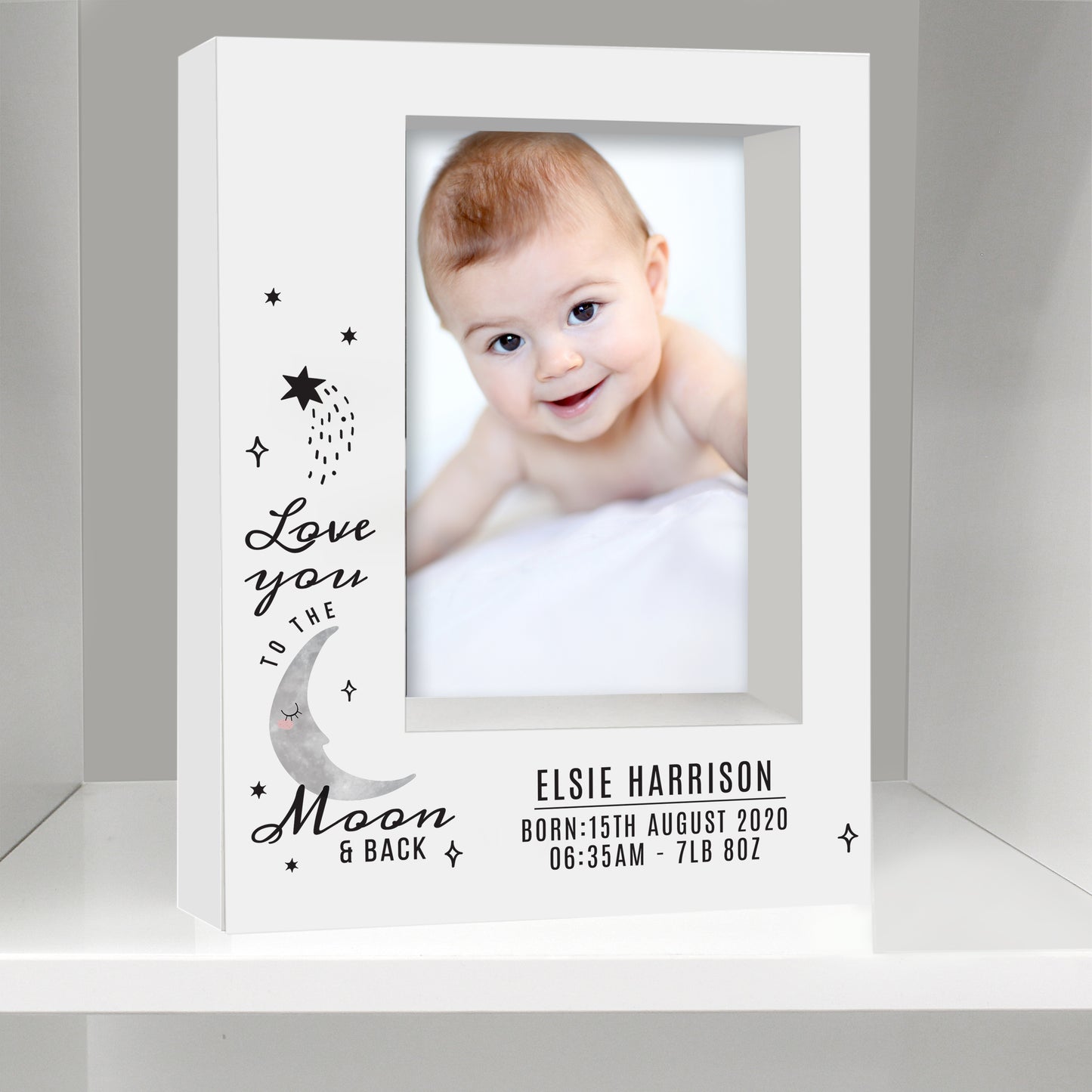 Personalised Baby To The Moon and Back 5x7 Box Photo Frame